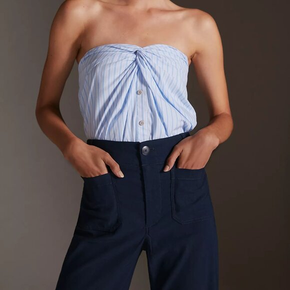Colette Cropped Wide-Leg Pants by Maeve: Magic Fabric Edition (Dark Blue, 25P) - Picture 4 of 10